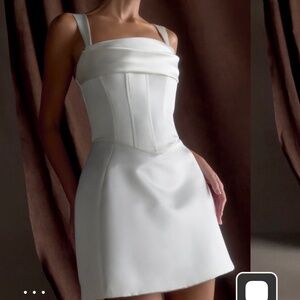 Meshki Isabel Satin Corset Mini Dress - White (S)